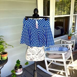 HALARA Blue and White Polka Dot Mini Skirt